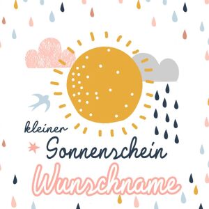 Bio-Jersey WUNSCHNAME Panel Sonnenschin, Regenbogen Girls