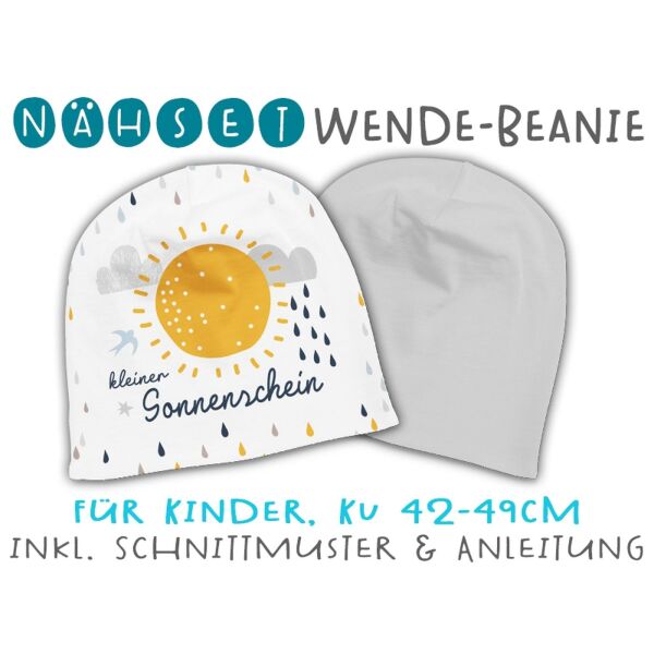 Nähset Wende-Beanie, KU 42-49cm, Regenbogen Boys, Bio-Jersey