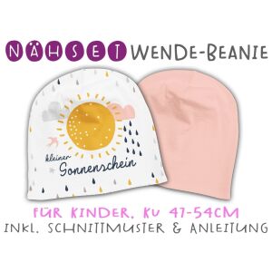 Nähset Wende-Beanie, KU 47-54cm, Regenbogen Girls, Bio-Jersey