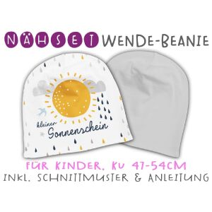 Nähset Wende-Beanie, KU 47-54cm, Regenbogen Boys, Bio-Jersey