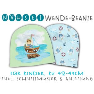 Nähset Wende-Beanie, KU 42-49cm, Kleiner...