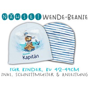 Nähset Wende-Beanie, KU 42-49cm, Kleiner...
