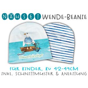 Nähset Wende-Beanie, KU 42-49cm, Kleiner Kapitän, Bio-Jersey