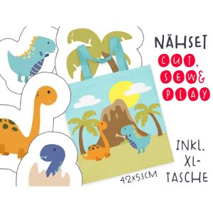 XL cut, sew & play Nähset inkl. großer Tasche Dinosaurier, Canvas