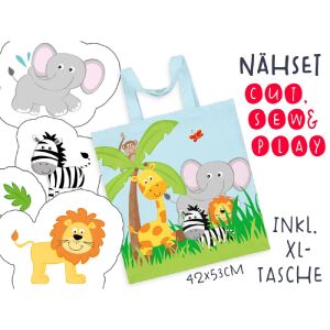 XL cut, sew & play Nähset inkl. großer Tasche Zoo,...