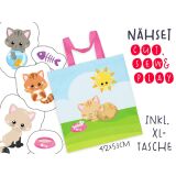 XL cut, sew & play Nähset inkl. großer Tasche WUNSCHNAME Katzen Canvas