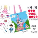 XL cut, sew & play Nähset inkl. großer Tasche WUNSCHNAME Prinzessin Canvas