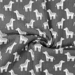 Musselin - Zebras auf grau - double gauze