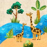Bio-Jersey Panel, funny jungle - Gitta Giraffe