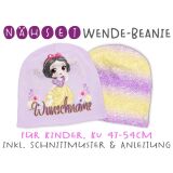 Nähset Wende-Beanie mit Wunschname, KU 47-54cm, Schneewitts-love, Bio-Jersey