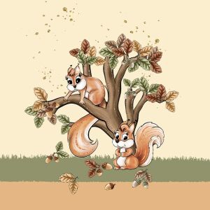 Bio-Sommersweat, Eichhörnchen Panel, Herbstglanz