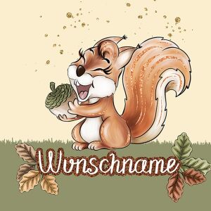 Bio-Sommersweat WUNSCHNAME Panel Spaß-Eichhörnchen,...