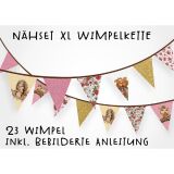 Nähset XL Wimpelkette, 23 Wimpel, Waldliebe