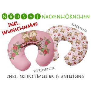 Nähset WUNSCHNAME Nackenhörnchen Eulen Waldliebe inkl. Schnittmuster & Anleitung