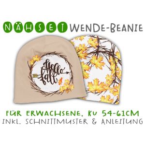 Nähset Erwachsenen Wende-Beanie, KU 54-61cm, hello fall,...
