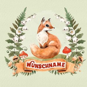 Bio-Sommersweat WUNSCHNAME Panel Fuchs, Im Wald