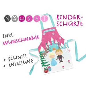 Nähset Kinder-Schürze mit WUNSCHNAME, Winterprinzessin...