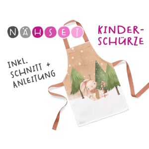 Nähset Kinder-Schürze, Schneehase, inkl. Schnittmuster +...
