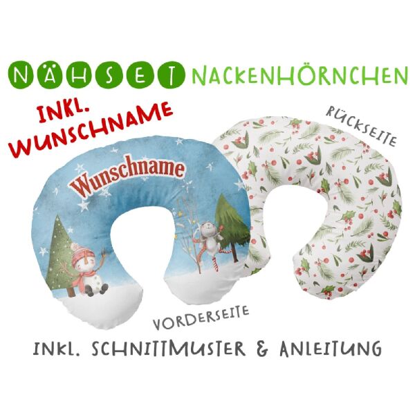 Nähset WUNSCHNAME Nackenhörnchen Schneemann, inkl. Schnittmuster & Anleitung