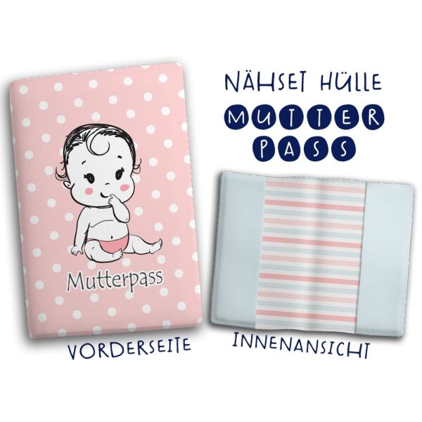 Nähset Mutterpasshülle BABY inkl. Schnittmuster + Anleitung, ägyptische Baumwolle