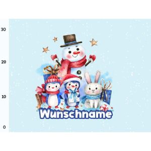 Bio-Sommersweat WUNSCHNAME Panel Schneemannparty HASE