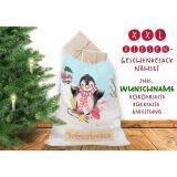 Nähset XXL Riesen WUNSCHNAME Geschenke-Sack Winterspaß Schlitten, Canvas