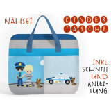 Nähset Hochw. Kindertasche Polizei, inkl. Schnittmuster + Anleitung, ägyptische Baumwolle