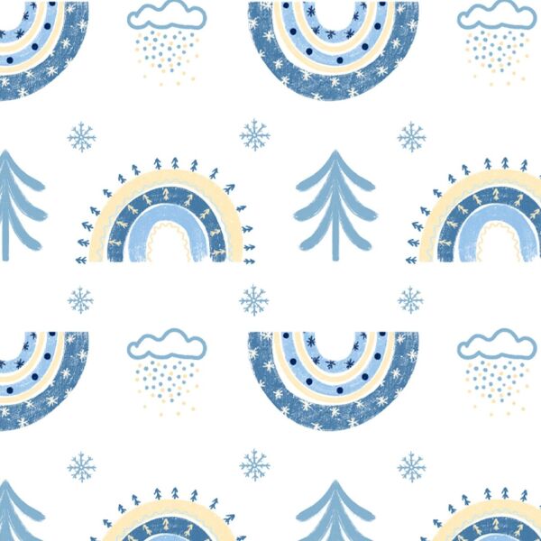 Regenborgen Baum blau auf hochwertiger, super weicher, ägyptischer Baumwolle, Weihnachten