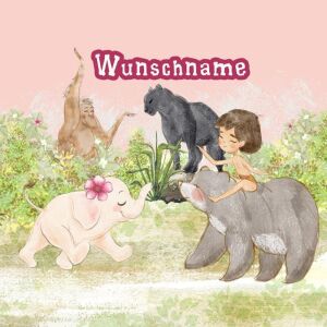 Bio-Jersey WUNSCHNAME Panel, Dschungelfreunde, Rosa by...