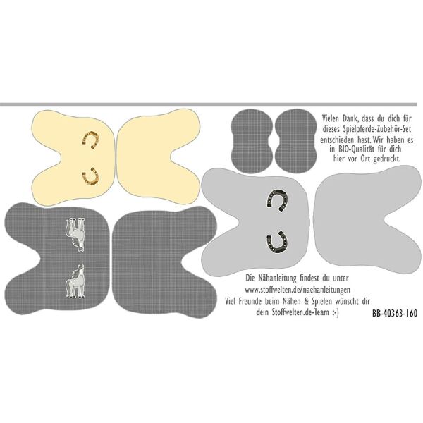 15-tlg. Nähset Schleich Spielpferde Decken (10 Stück) & Schabracken (5 Stück), Bio-Jersey