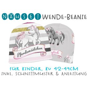 Nähset Wende-Beanie, KU 42-49cm, Ponyglück Vol....