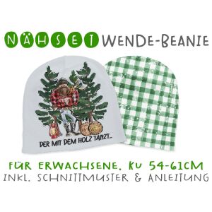 Nähset Erwachsenen Wende-Beanie, KU 54-61cm, Holzfäller,...