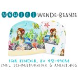 Nähset Wende-Beanie, Bio-Jersey, KU 42-49cm, Meerjungfrau