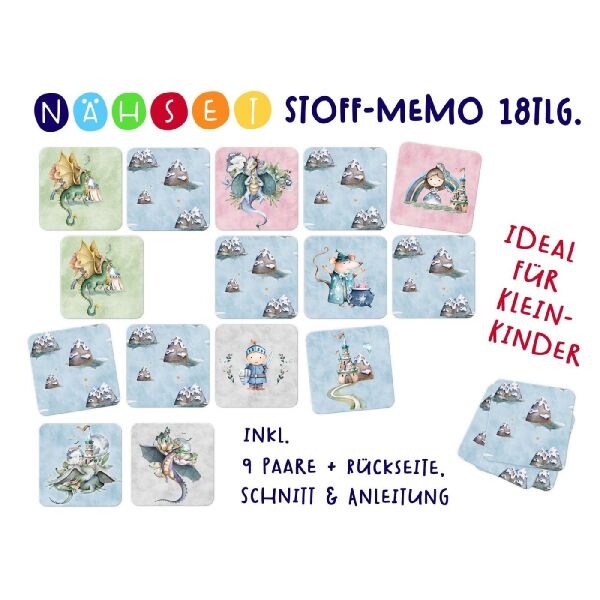 Nähset 18-tlg. Stoff-Memo, Once upon a time, BIO-Jersey