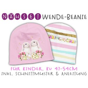Nähset Wende-Beanie, KU 47-54cm, Hab-dich-lieb-Hasen,...