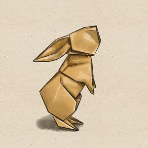 Bio-Jersey Panel, Folded Paper, Hase, Gold