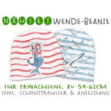 Nähset Erwachsenen Wende-Beanie, KU 54-61cm, Ocean Breeze, Meerjungfrau, Bio-Jersey