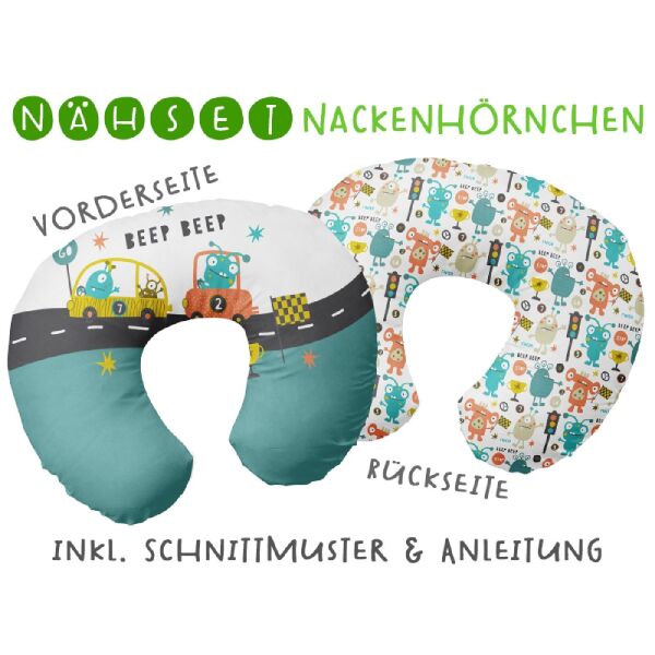 Nähset Nackenhörnchen, Monster on tour, inkl. Schnittmuster & Anleitung