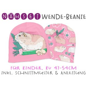 Nähset Wende-Beanie, KU 47-54cm, Meerschweinchen,...