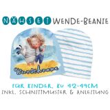 Nähset Wende-Beanie mit Wunschname, KU 42-49cm, Mein Freund Albert, Bio-Jersey