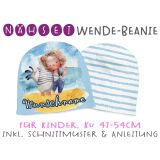 Nähset Wende-Beanie mit Wunschname, KU 47-54cm, Mein Freund Albert, Bio-Jersey