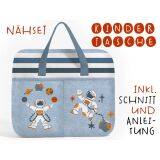 Nähset Hochw. Kindertasche Kleiner Astronaut, inkl. Schnittmuster + Anleitung, ägyptische Baumwolle