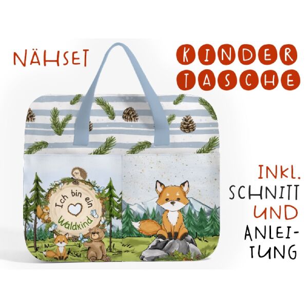 Nähset Hochw. Kindertasche Waldkindergarten, inkl. Schnittmuster + Anleitung, ägyptische Baumwolle