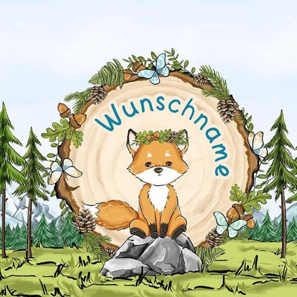 Bio-Jersey WUNSCHNAME Panel, Waldkindergarten, Fuchs