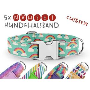 Nähset Hundehalsband - Regenbogen - 5 Stück pro Set / 3...