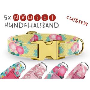 Nähset Hundehalsband - summer Flamingo - 5 Stück pro Set / 3 Größen zur Auswahl