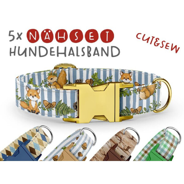 Nähset Hundehalsband - Waldkindergarten - 5 Stück pro Set / 3 Größen zur Auswahl