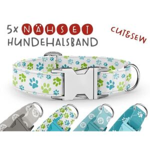 Nähset Hundehalsband - Tatzen Grün - L (ca. 38-48 cm...