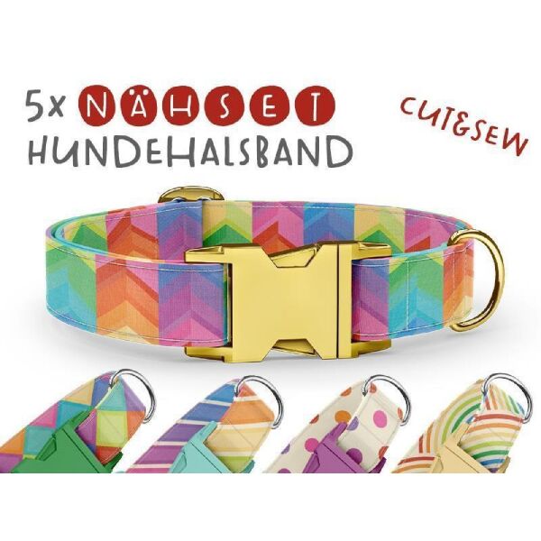 Nähset Hundehalsband - Rainbow Color - 5 Stück pro Set / 3 Größen zur Auswahl