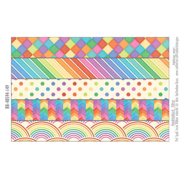 Nähset Hundehalsband - Rainbow Color - 5 Stück pro Set / 3 Größen zur Auswahl